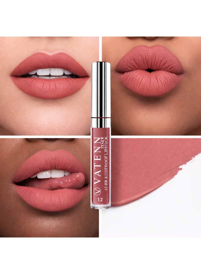 VATENN ITALY 18 Hr Kissproof Lipstick 12 Matte liquid lipstick, Lead-Free ,No Dry Feel, Weightless Feel, Vinyl Ink Kissproof /Lip Lingerie Transfer-Proof, All Day Wear. - Image 2